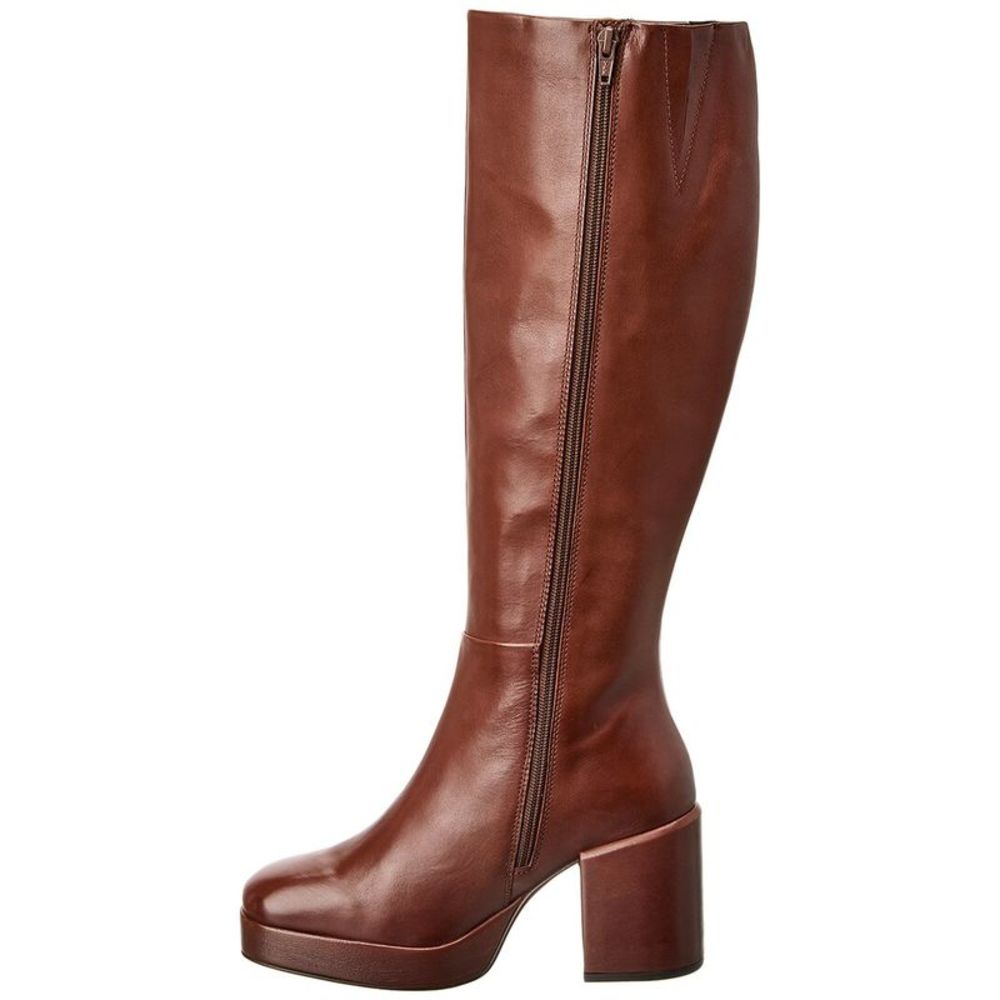 Elegant Brown Leather Knee-High Boots - Picture 2 of 5